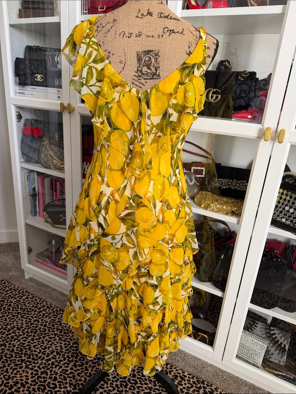 Y2K Signature by Robbie Bee Yellow Lemon-Print Ruffle Midi Dress - Picture 4 of 9